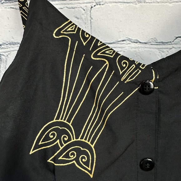 Rima Women's‎ Porpoise Themed Tie Back Halter Top, Size Small, Black w/ Gold - Picture 4 of 9